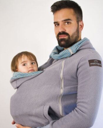 Abrigo porteo y embarazo – polar gris azulado