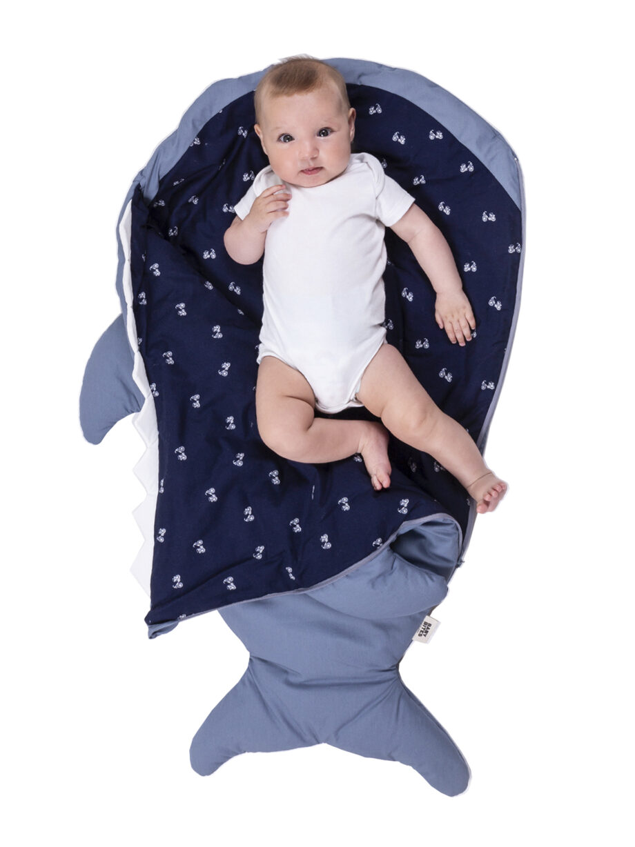 Saco tiburón azul pizarra para bebés - Bicis