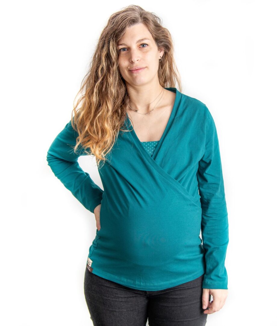 Camiseta lactancia y embarazo verde – Manga larga