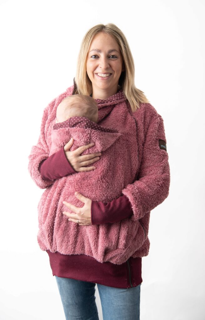 Abrigo porteo, embarazo y estándar rosa + insertable